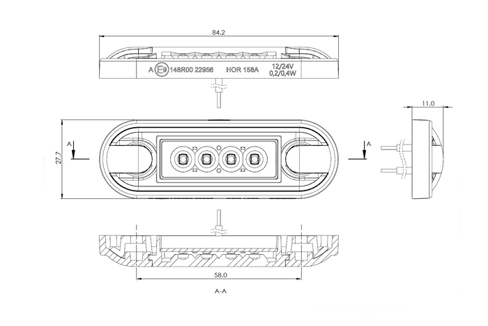 Feu de position universel mince à LED blanc HORPOL LD 3210