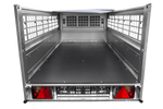 Remorque à un essieu 200x106 UNITRAILER GARDEN 200 KIPP avec côtés en filet, châssis H-0 et bâche grise
