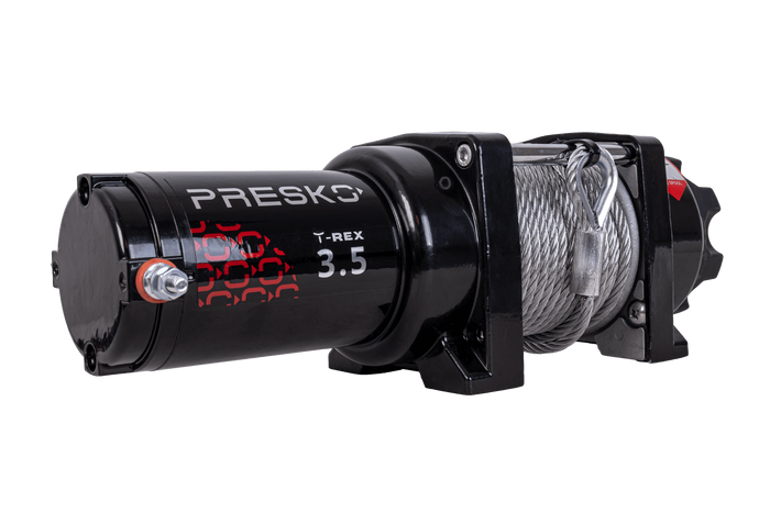 Treuil électrique pour remorque PRESKO T-REX 3.5 12V 1590 kg avec câble en acier de 12 m
