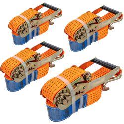 Ensemble de quatre courroies de transport UNITRAILER orange 4 m/50 mm/5 t avec tendeur