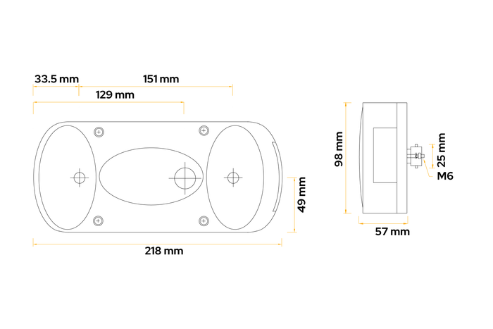Feu arrière ASPÖCK Midipoint II, 4 fonctions universel