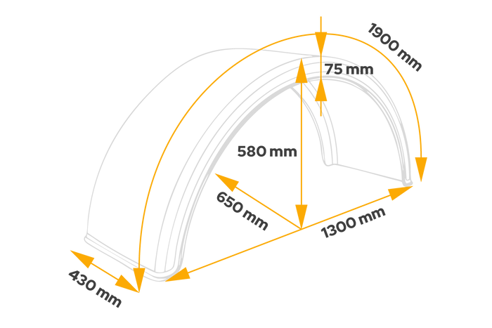 Garde-boue pour remorque 19,5-22,5" DOMAR DK1575 passage de roue 1300/430mm