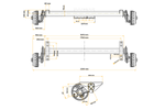 Essieu freiné KNOTT VGB13-M pour remorque/porte-voitures 1350 kg, 1750 mm, 2250 mm, 5x112