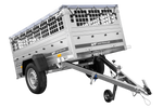 Remorque à un essieu 200x106 UNITRAILER GARDEN 200 KIPP avec côtés en filet et bâche grise