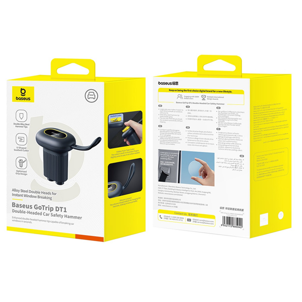Marteau de sécurité BASEUS GoTrip DT1 2 en 1 pour vitres, couteau de sauvetage pour ceintures de sécurité