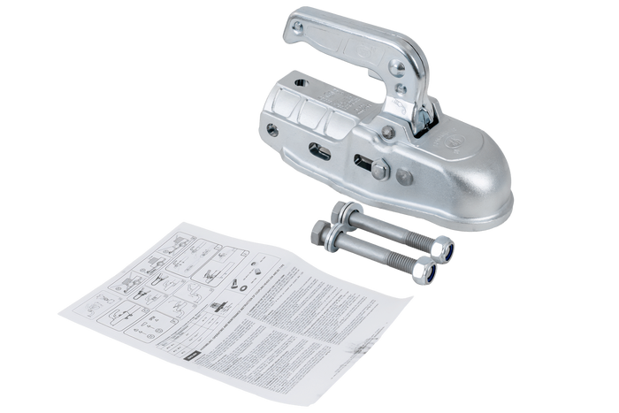 Attelage à boule STEELPRESS BC-3000C-00-00+Z2 pour remorque de 3000 kg avec timon tubulaire de 35 à 50 mm, en fonte