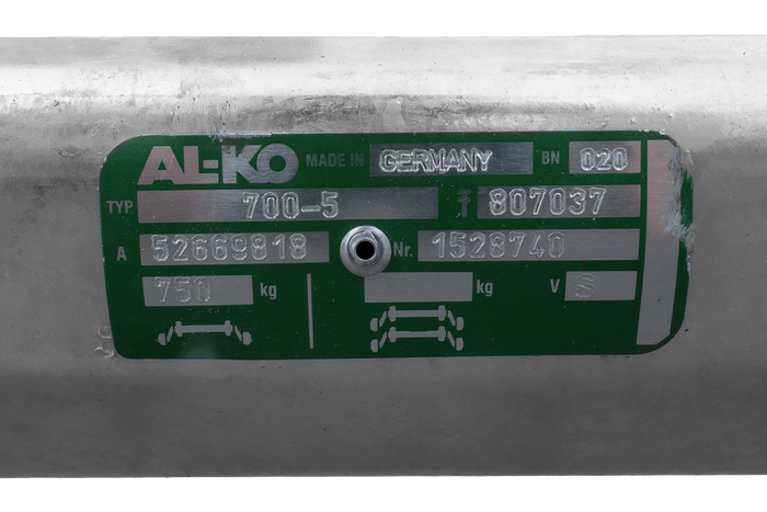 Essieu AL-KO OPTIMA non freiné pour remorque 750 kg 1285 mm 1620 mm 4x100