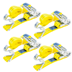 Jeu de quatre courroies de transport jaunes UNITRAIER 6 m/35 mm/2 t avec tendeur