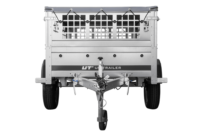 Remorque à un essieu 200x106 UNITRAILER GARDEN 200 KIPP avec côtés en filet et bâche grise