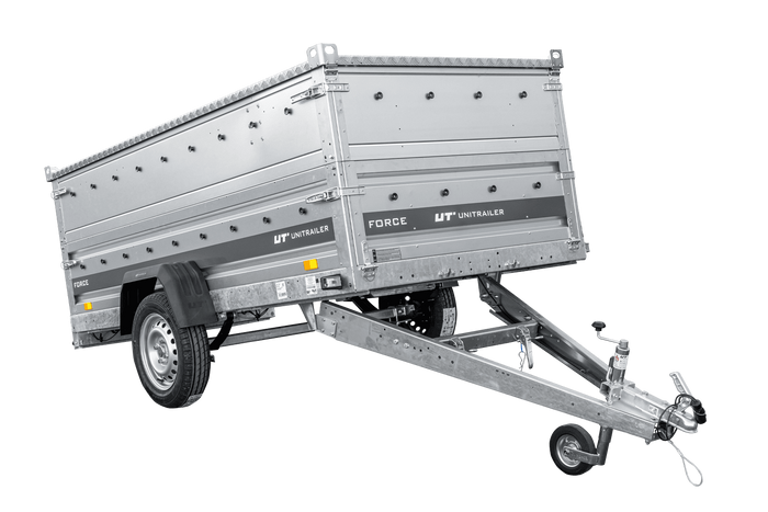 Remorque à un essieu sur ressorts 264x125 UNITRAILER FORCE 264/R KIPP avec côtés BIS et couvercle en aluminium