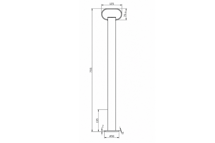 Support fixe UNITRAILER pour remorque plateau 150 kg 48 mm 685 mm