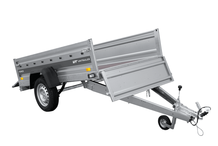 Remorque légère 230x125 UNITRAILER FORCE 230 KIPP avec châssis H-1100 et bâche grise