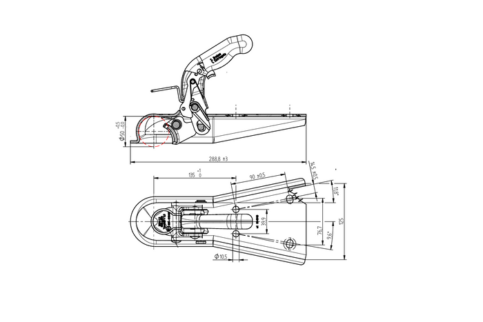 Attelage à boule KNOTT 6E0371.001 pour remorque de 750 kg avec timon en V
