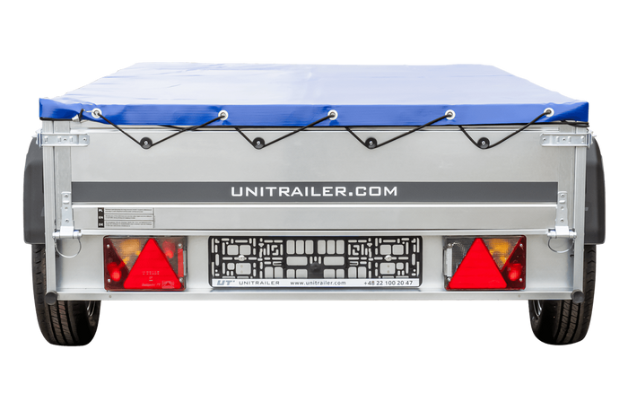 Remorque galvanisé 230 x 125 cm Garden Trailer 230 KIPP [avec roue jockey et bâche plate bleue]