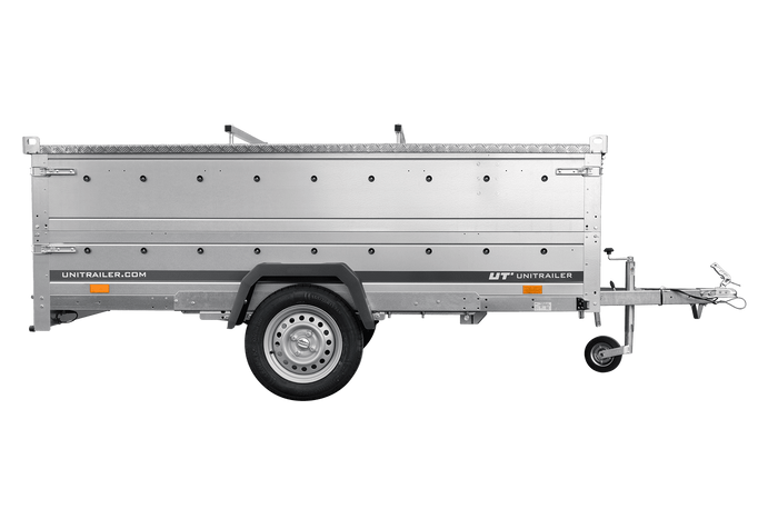 Remorque à un essieu sur ressorts 264x125 UNITRAILER GARDEN 264/R KIPP avec ridelles supplémentaires et capot en aluminium