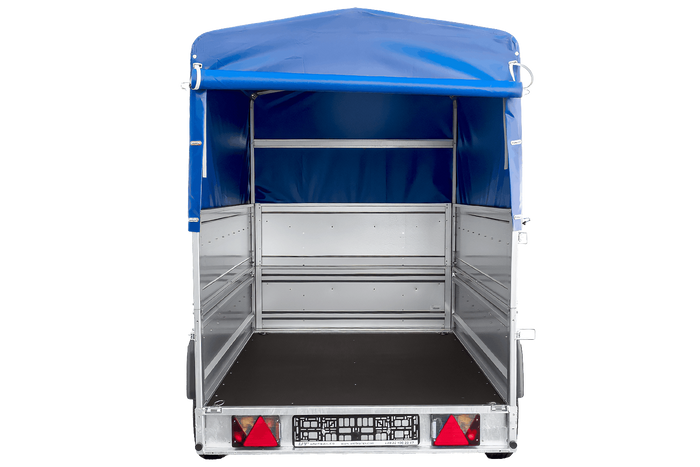 Remorque porte-voitures 264x125 UNITRAILER FORCE 264 KIPP avec ridelles BIS, châssis H-800 et bâche bleue