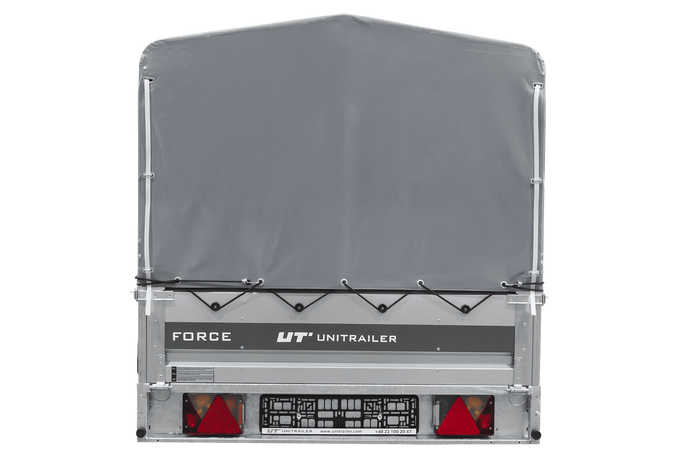 Remorque à un essieu sur ressorts 264x125 UNITRAILER FORCE 264/R KIPP avec châssis H-800 et bâche grise