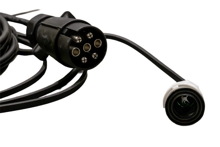 Prise de courant MANTES pour remorque, faisceau électrique 4,7 m, connecteurs à baïonnette 7 broches, 2 x 5 broches + 2 x 2 broches