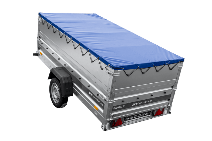 Remorque légère 264x125 UNITRAILER FORCE 264 KIPP avec ridelles BIS, châssis H-0 et bâche bleue