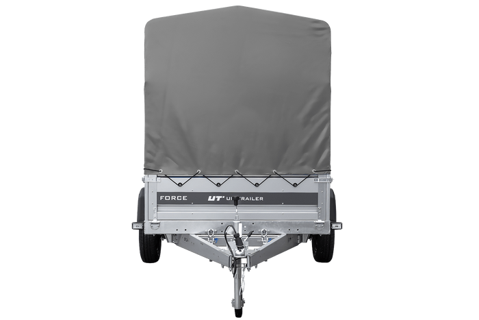 Remorque porte-voitures sur ressorts 230x125 UNITRAILER FORCE 230/R KIPP avec châssis H-1100 et bâche grise