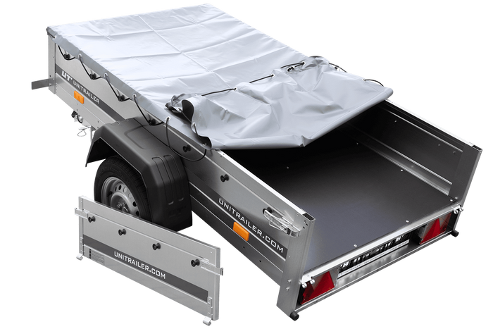 Remorque porte-voitures 200x106 UNITRAILER GARDEN 200 KIPP avec bâche grise