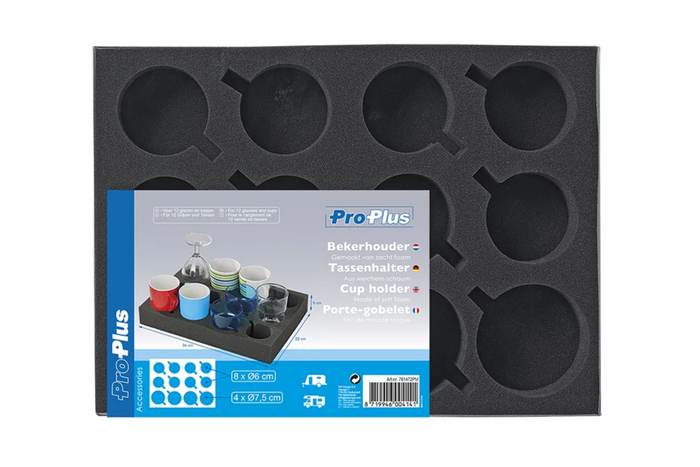ProPlus 761472PM Porte-gobelets et verres pour camping, mousse souple, peut contenir 12 gobelets