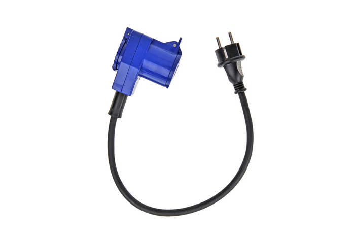 Adaptateur avec fiche Schuko pour connecteur coudé CEE + prise Schuko Proplus 373528, câble de 40 cm