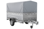 Remorque légère sur ressorts 264x125 UNITRAILER GARDEN 264/R KIPP avec côtés, ridelles BIS, châssis H-800 et bâche grise