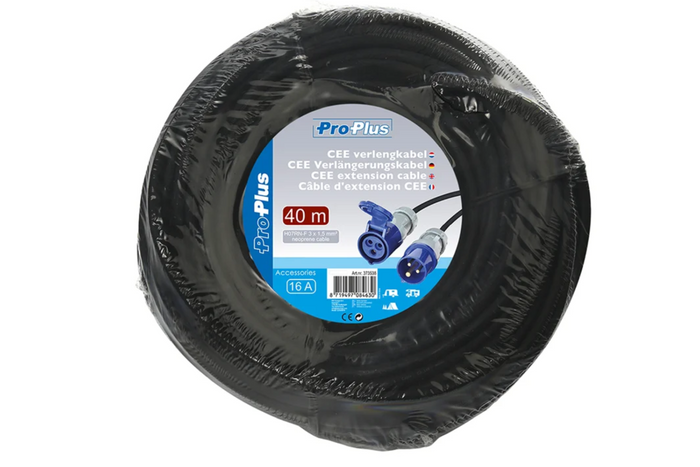 Rallonge de camping ProPlus 373538, prise et fiche CEE 16 A, 40 m