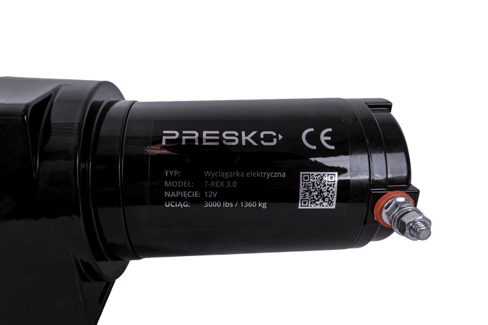 Treuil électrique pour remorque PRESKO T-REX 3.0 12V 1360 kg avec câble en acier de 11 m