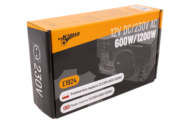 Convertisseur de tension 12V/230V (600/1200W) KAMAR E1924