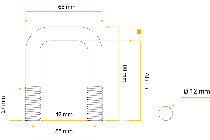 U boulon, étrier  M12 70/42/70