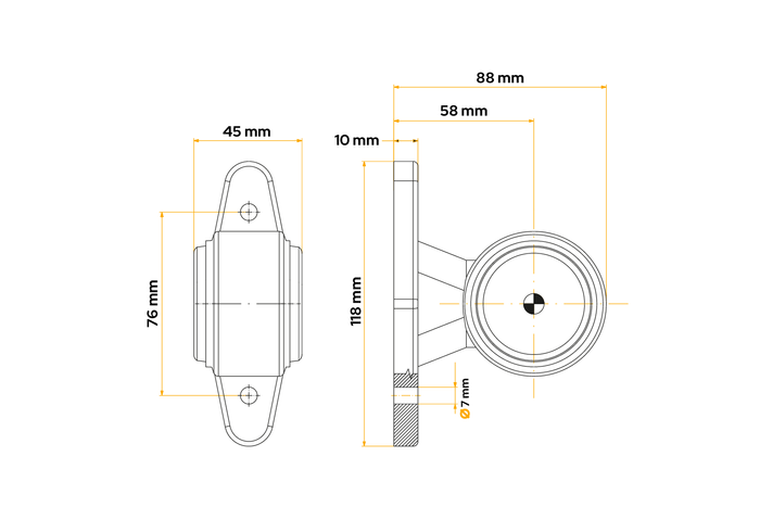 Feu de gabarit LED FRISTOM FT-009A, universel, sur bras en caoutchouc