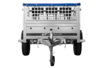 Remorque légère 200x106 UNITRAILER GARDEN 200 KIPP avec côtés en filet, châssis H-0 et bâche bleue