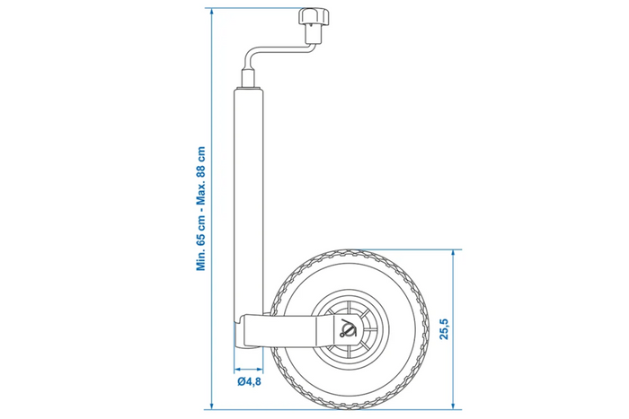 Roue jockey ProPlus 341507 150 kg 48 mm 650-880 mm