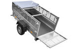 Remorque à un essieu 200x106 UNITRAILER GARDEN 200 KIPP avec côtés en filet, châssis H-0 et bâche grise