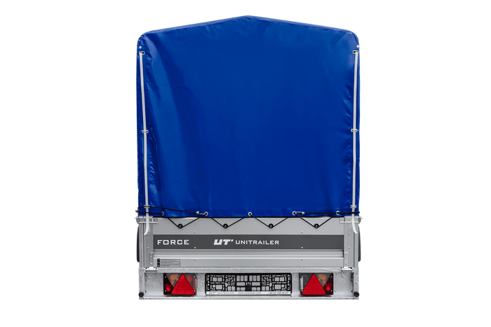 Remorque à un essieu sur ressorts 264x125 UNITRAILER FORCE 264/R KIPP avec châssis H-1100 et bâche bleue