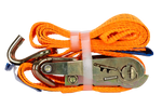 Ensemble de quatre courroies de transport UNITRAILER orange de 2 m/35 mm/2 t avec tendeur