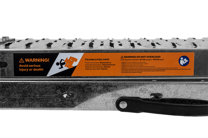 Rampe pliable UNITRAILER ALR004 en acier pour remorque, 170 cm, 227 kg