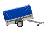 Remorque porte-voitures sur ressorts 230x125 UNITRAILER FORCE 230/R KIPP avec châssis H-800 et bâche bleue