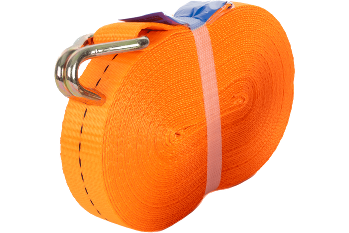 Ensemble de quatre courroies de transport UNITRAILER 12 m/25 mm/1 t orange avec tendeur