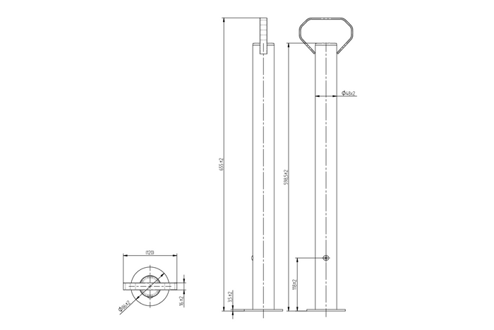 Support fixe KNOTT KK12581 pour remorque de 150 kg, 48 mm x 600 mm
