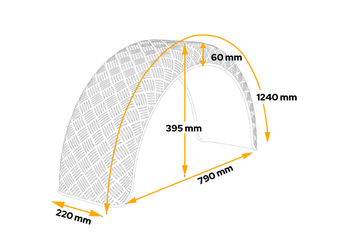 Garde-boue de remorque 15-16" DOMAR D29130, passage de roue 790/220mm
