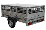 Remorque porte-voitures 230x125 UNITRAILER GARDEN 230 KIPP avec côtés en filet et bâche grise