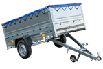 Remorque légère 230x125 UNITRAILER GARDEN 230 KIPP avec côtés BIS et bâche bleue