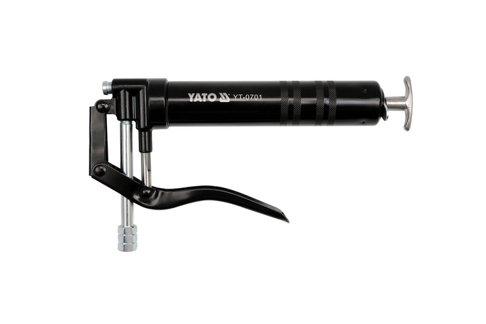 Pistolet graisseur manuel YATO YT-0701 pour cartouches et sacs graisseurs, avec deux embouts, capacité de 120 ml.