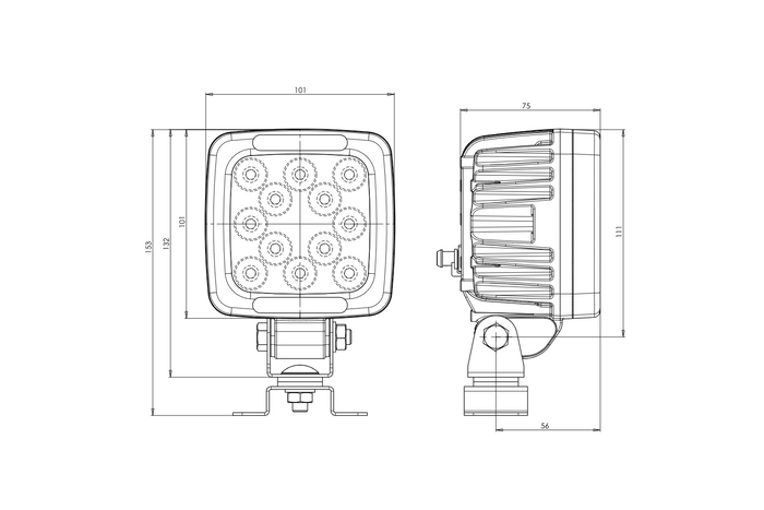 Réflecteur pour lampe de travail LED WAŚ W144/70 1206 12xLED 4000lm