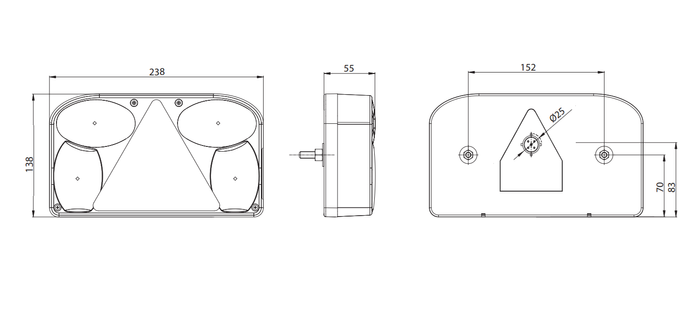 Feu arrière FRISTOM FT-088 baïonnette, 6 fonctions droit