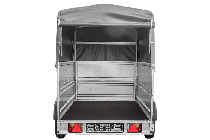 Remorque à un essieu sur ressorts 230x125 UNITRAILER FORCE 230/R KIPP avec ridelles BIS, châssis H-800 et bâche grise