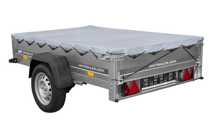 Remorque sur ressorts 200x125 UNITRAILER GARDEN 201/R KIPP avec châssis H-0 et bâche grise